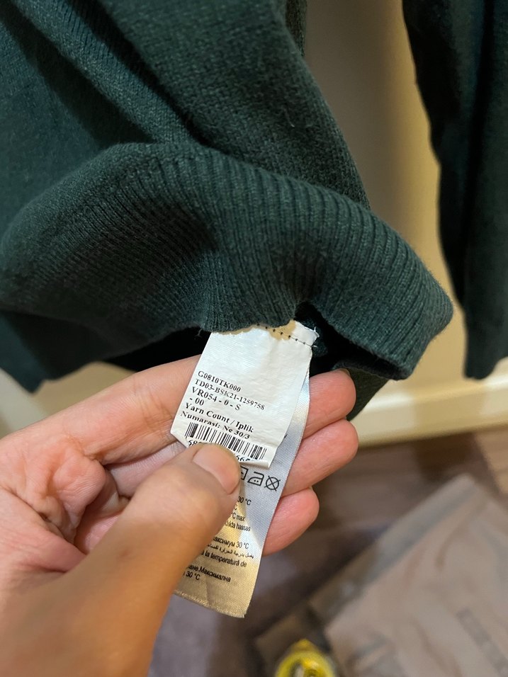 V Yaka Yeşil Erkek Triko Kazak - Görsel 3