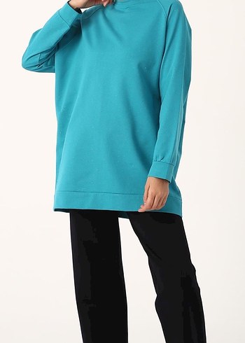 Turkuaz Kadın Oversize Sweatshirt - Görsel 6