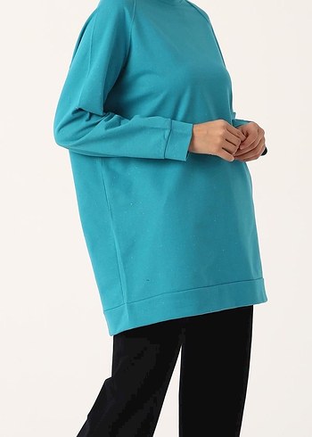 Turkuaz Kadın Oversize Sweatshirt - Görsel 7