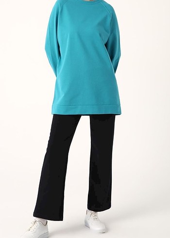 Turkuaz Kadın Oversize Sweatshirt - Görsel 8