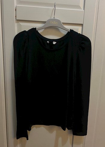 Siyah Uzun Kollu Balon kol Kadın Bluz - Görsel 3