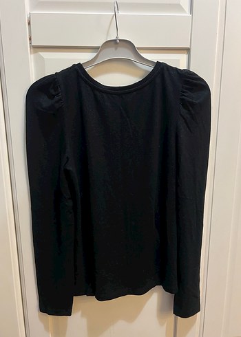 Siyah Uzun Kollu Balon kol Kadın Bluz - Görsel 2