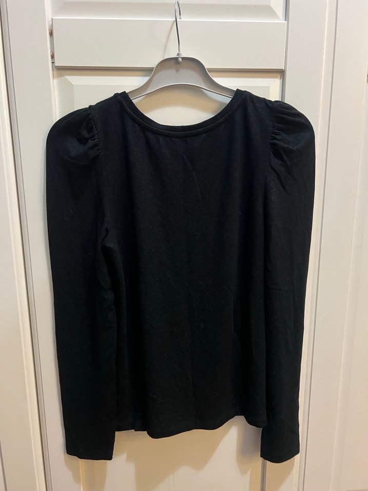 Siyah Uzun Kollu Balon kol  Kadın Bluz - Görsel 2