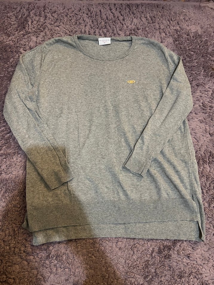 Gri Kadın Bisiklet Yaka Salaş Kazak Polo - Görsel 2