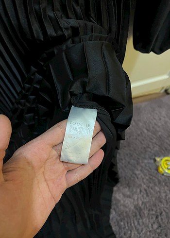 Siyah Piliseli Uzun Kadın Elbise - Görsel 5