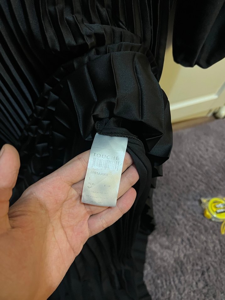 Siyah Piliseli Uzun Kadın Elbise - Görsel 5