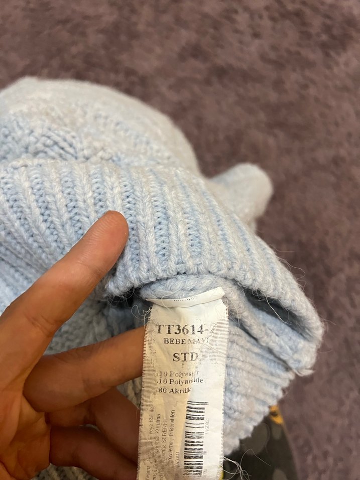 Bebe Mavisi Yüksek Yakalı Örgü Kadın Kazak - Görsel 3
