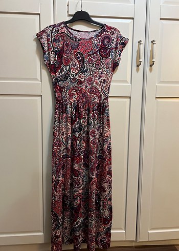 Renkli Desenli Bohem Uzun Elbise - Görsel 3