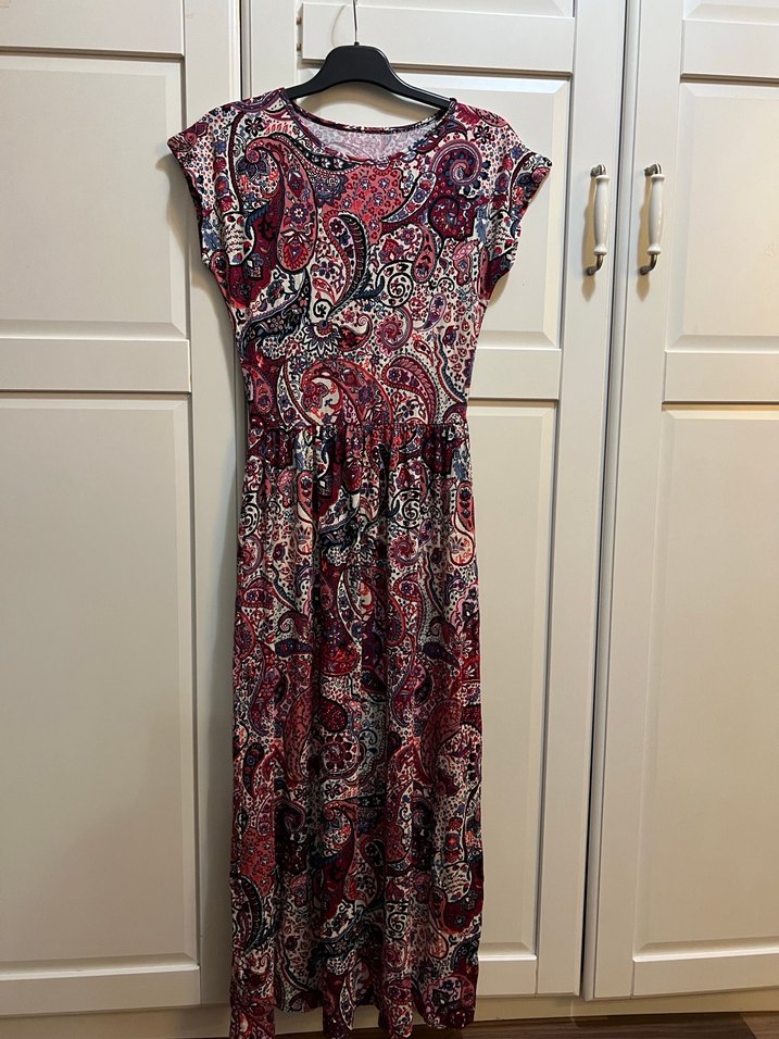 Renkli Desenli Bohem Uzun Elbise - Görsel 3