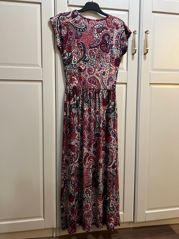 Renkli Desenli Bohem Uzun Elbise - Görsel 2