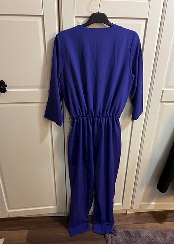 v yaka uzun kollu mor tulum - Görsel 4