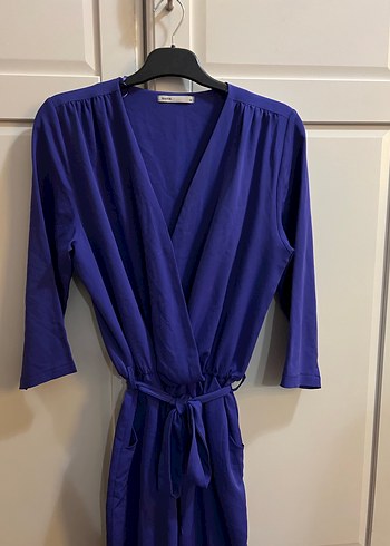 v yaka uzun kollu mor tulum - Görsel 2