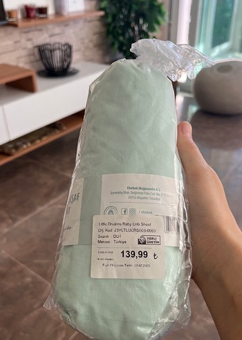 Pastel Yeşil Desenli bebek çarşafı - Görsel 3