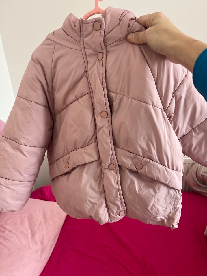 Düğmeli Pembe Kız Çocuk Mont - Görsel 3