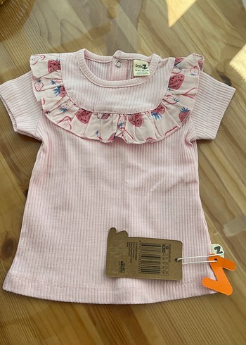 Pembe Çilek Desenli Kısa Kollu Kız Bebek Takımı - Görsel 3