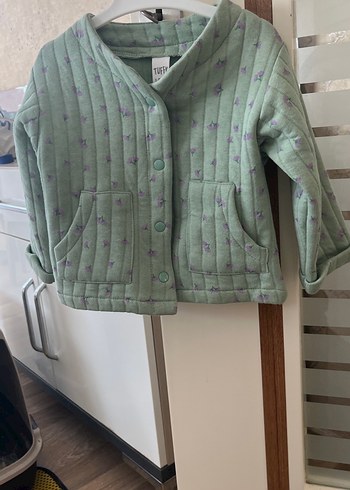 Kız Çocuk Düğmeli su yeşili Ceket - Görsel 3