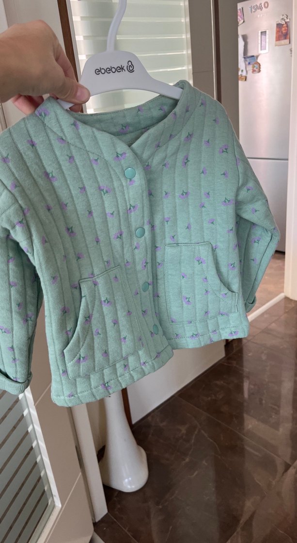 Kız Çocuk Düğmeli su yeşili Ceket - Görsel 4