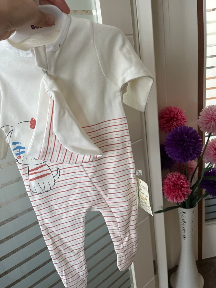 Beyaz Uzun Kollu Bebek Kız Body - Görsel 3