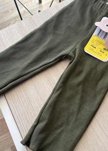 Kız Çocuk Haki Elastik Bel Tayt - Görsel 3