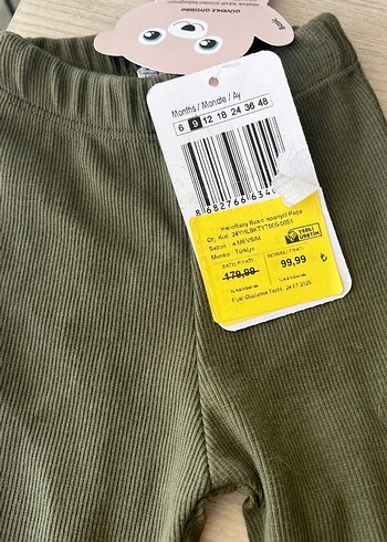 Kız Çocuk Haki Elastik Bel Tayt - Görsel 2