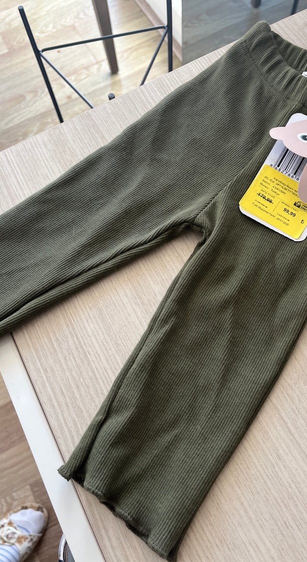 Kız Çocuk Haki Elastik Bel Tayt - Görsel 3