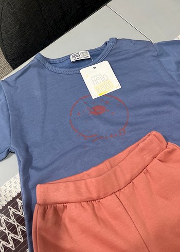 Mavi Baskılı Kız Sweatshirt ve Pembe Eşofman - Görsel 3