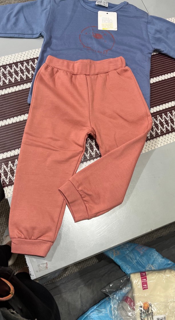 Mavi Baskılı Kız Sweatshirt ve Pembe Eşofman - Görsel 2