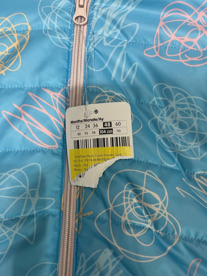 Kız Çocuk Kapüşonlu Renkli Baskılı Mont - Görsel 3