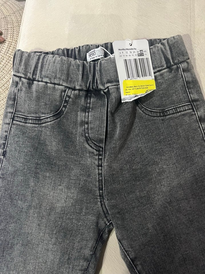 Gri kız Çocuk Denim Pantolon - Görsel 4