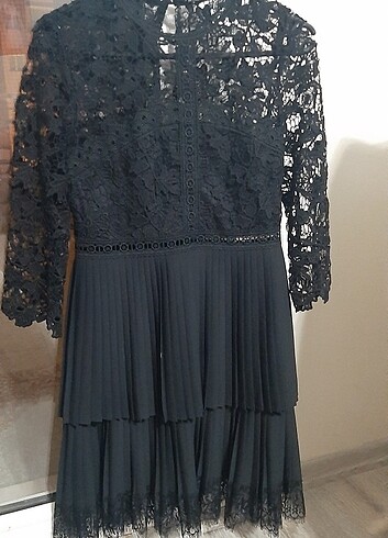 s Beden #Zara dantel detaylı,etek uçları pileli #elbise #minielbise #kıs