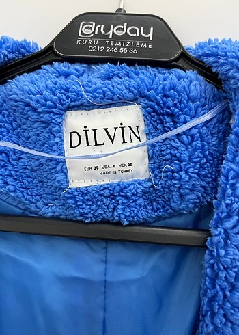 Mavi Uzun Peluş Kaban - Görsel 3