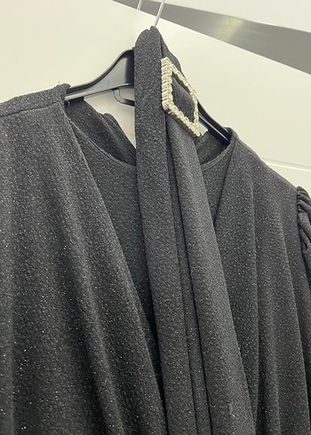 Kemerli Siyah Uzun Elbise - Görsel 2