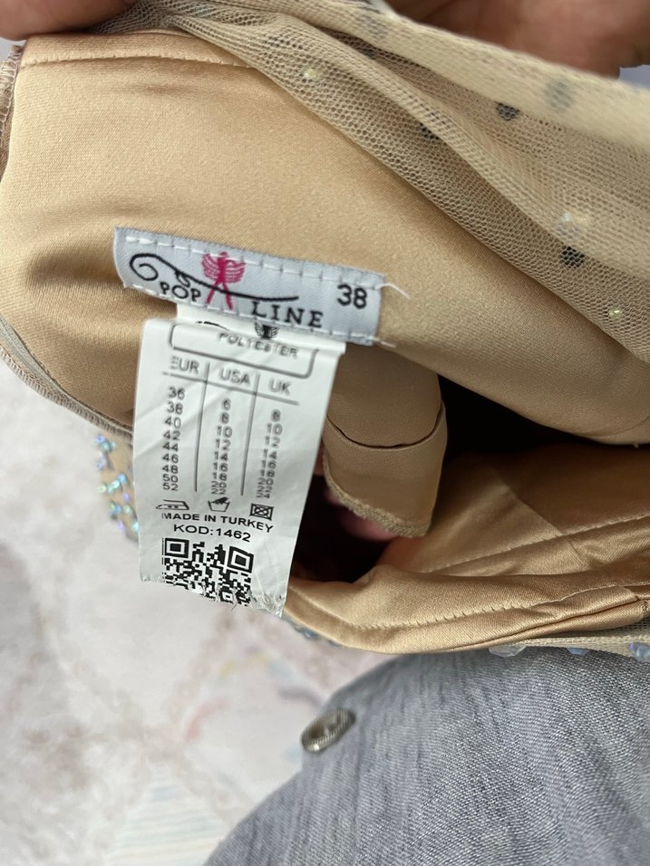 Payetli V Yaka Uzun Pembe Abiye Elbise - Görsel 5