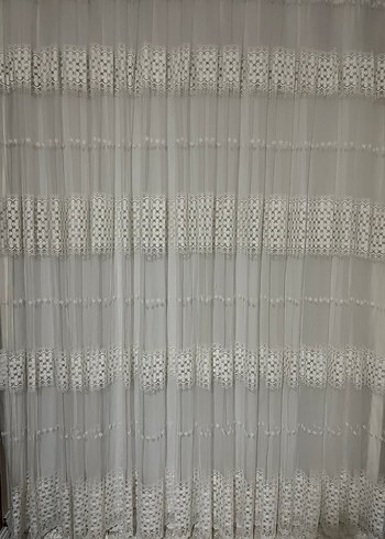 Taç Marka Modern Klasik Nakışlı Beyaz Tül Perde - Görsel 3