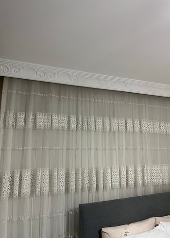 Taç Marka Modern Klasik Nakışlı Beyaz Tül Perde - Görsel 2