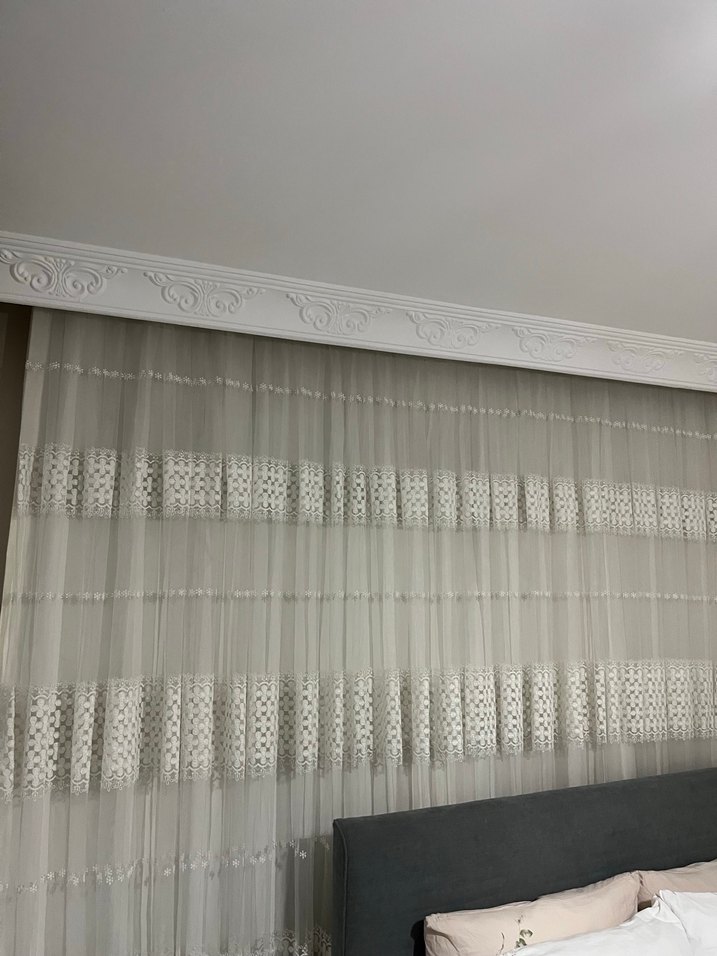 Taç Marka Modern Klasik Nakışlı Beyaz Tül Perde - Görsel 2