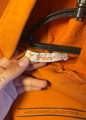 s Beden Turuncu Kapüşonlu Uzun Kollu Sweatshirt