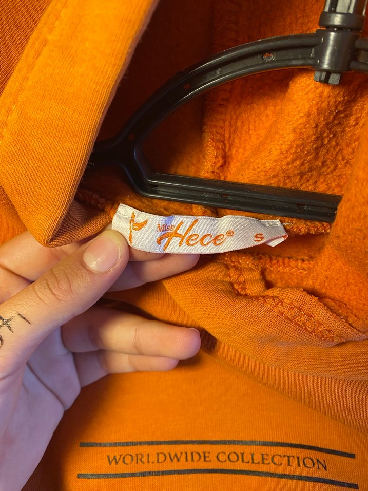 Turuncu Kapüşonlu Uzun Kollu Sweatshirt - Görsel 3