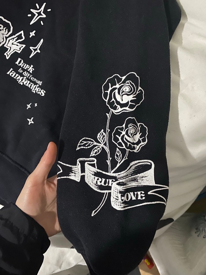 Siyah oversize Kapüşonlu Baskılı unisex Sweatshirt - Görsel 3