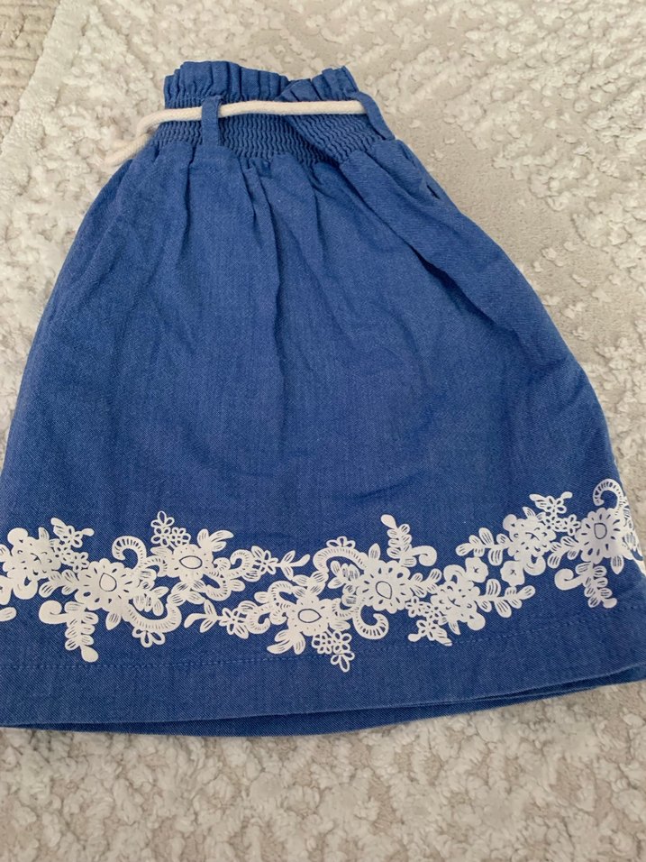 Nakışlı Dantelli Kız Kot Etek - Görsel 2