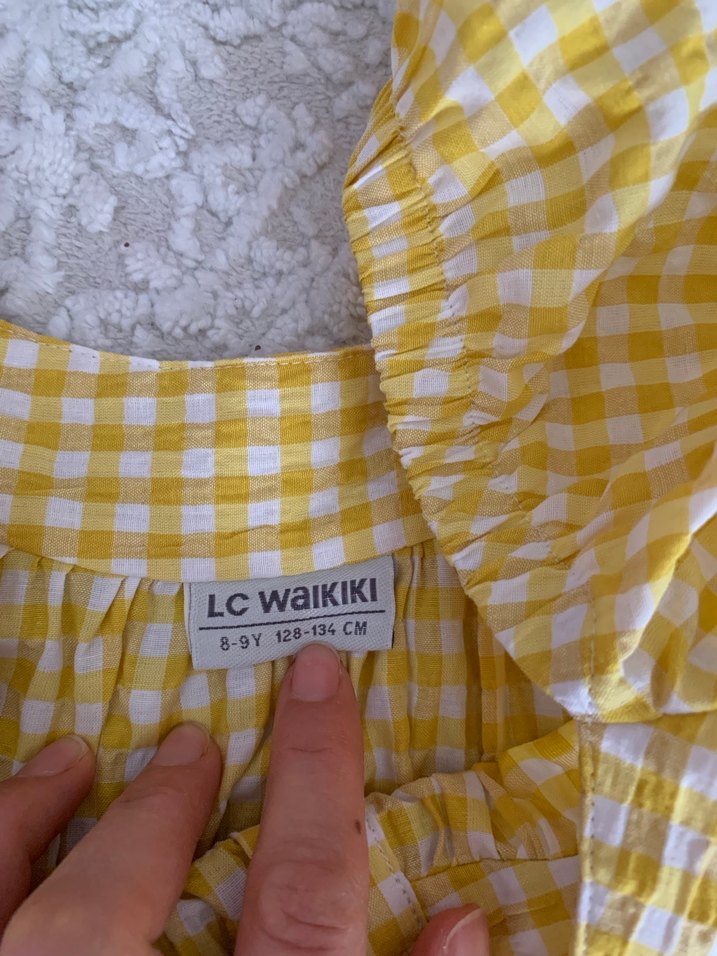 Sarı Pötikareli Fırfırlı Kız Elbisesi - Görsel 5