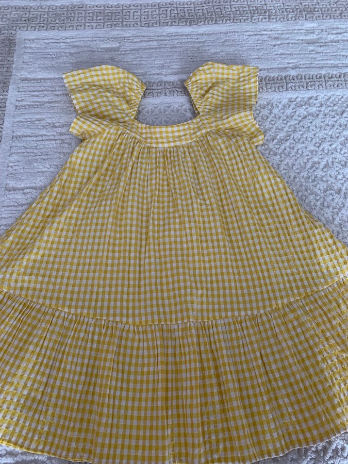 Sarı Pötikareli Fırfırlı Kız Elbisesi - Görsel 4