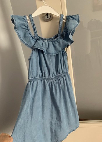 Kız Çocuk Fırfırlı Denim Elbise - Görsel 3