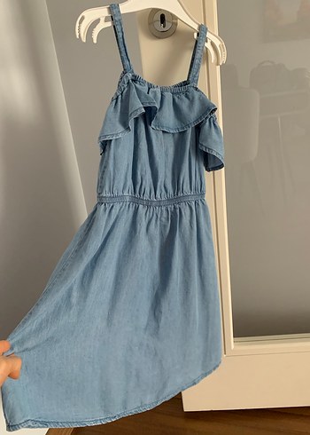 Kız Çocuk Fırfırlı Denim Elbise - Görsel 2