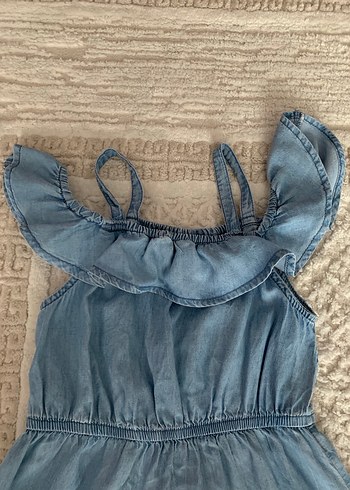 Kız Çocuk Fırfırlı Denim Elbise - Görsel 4