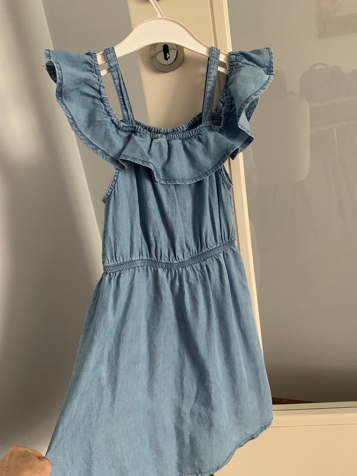 Kız Çocuk Fırfırlı Denim Elbise - Görsel 3