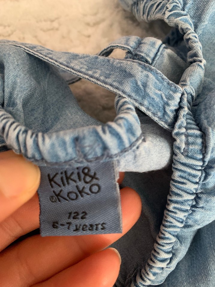 Kız Çocuk Fırfırlı Denim Elbise - Görsel 5