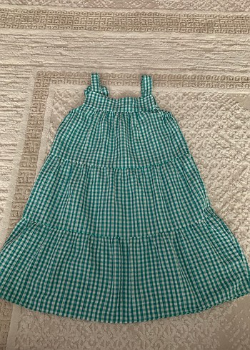 Turkuaz Kareli Bohem Kız Elbisesi - Görsel 2