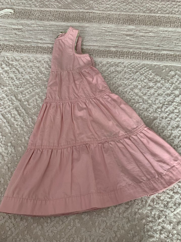 Kız Çocuk Pembe Fırfırlı Kolsuz Elbise - Görsel 2