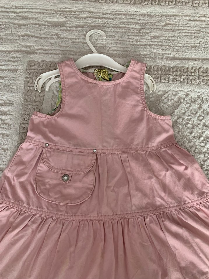 Kız Çocuk Pembe Fırfırlı Kolsuz Elbise - Görsel 4
